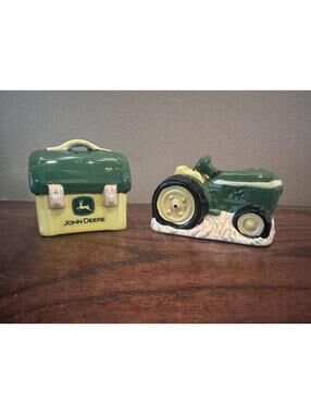 John Deere Tractor and Lunch Box Salt and Pepper Shakers